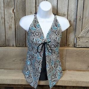 Beach Diva Paisley Tankini Swim Top Women's Size 8